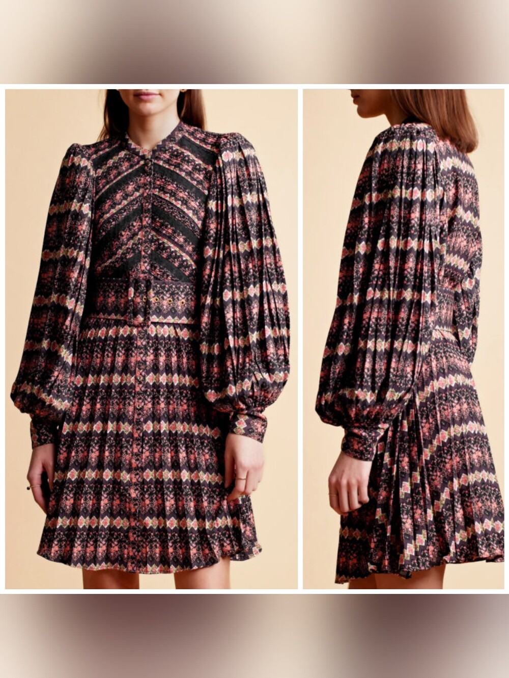 By TiMo Plissé Mini Dress in Flower Vine, Size Medium, Cocktail Dress